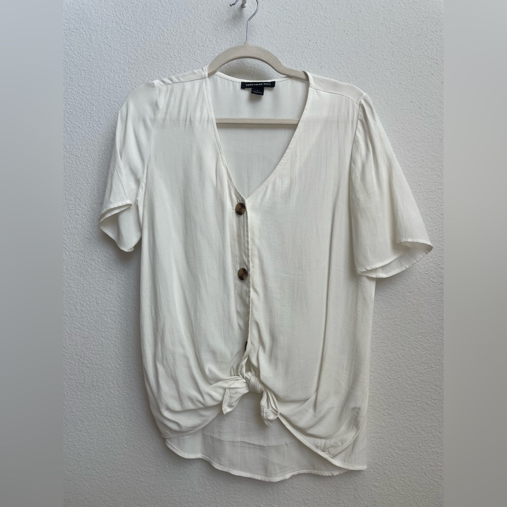 Something Navy button up blouse. Size Small